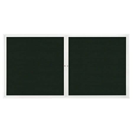 United Visual Products 72"x36" 3-Door Enclosed Outdoor Letterboard, Green Felt/White UV1163D-WHITE-GREEN